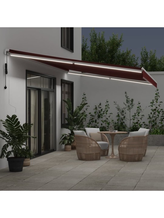 Automātiski izvelkama markīze, led, vīnsarkana, 600x300 cm