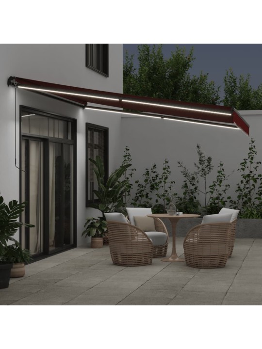 Izvelkama markīze ar led, manuāla, 400x350 cm, vīnsarkana