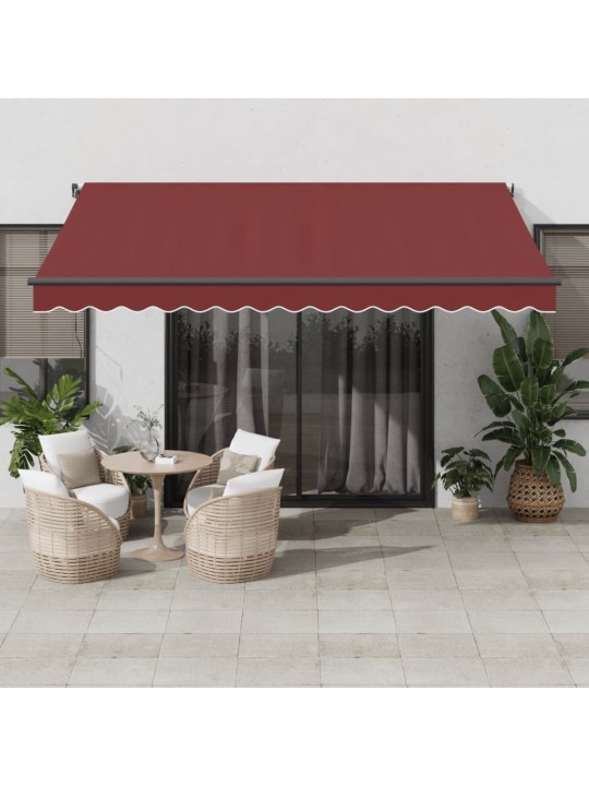Izvelkama markīze ar led, manuāla, 400x350 cm, vīnsarkana