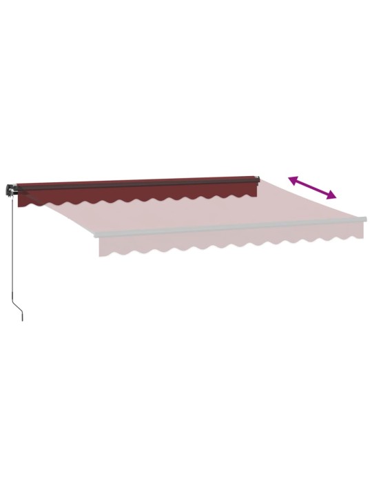 Izvelkama markīze ar led, manuāla, 350x250 cm, vīnsarkana