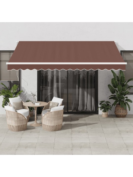 Izvelkama markīze ar led, manuāla, 400x300 cm, brūns