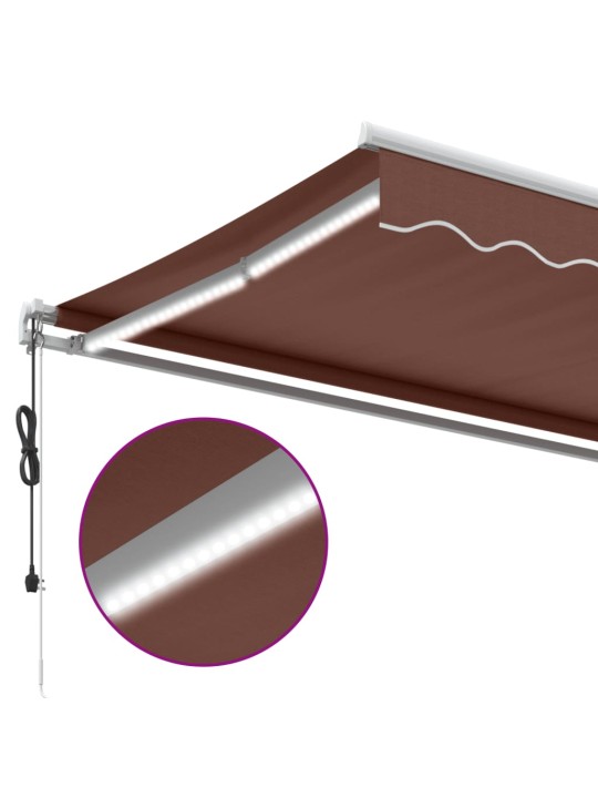 Izvelkama markīze ar led, 400x300 cm, automātiska, brūns
