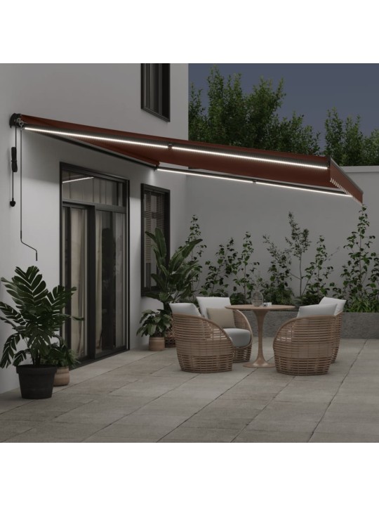 Automātiski izvelkama markīze, led, brūns, 600x350 cm
