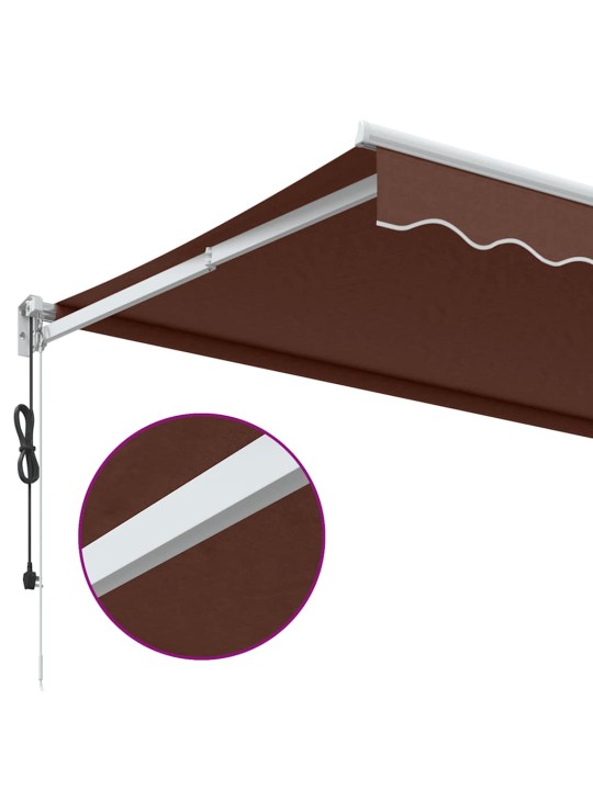 Izvelkama markīze ar led, manuāla, 350x250 cm, brūna