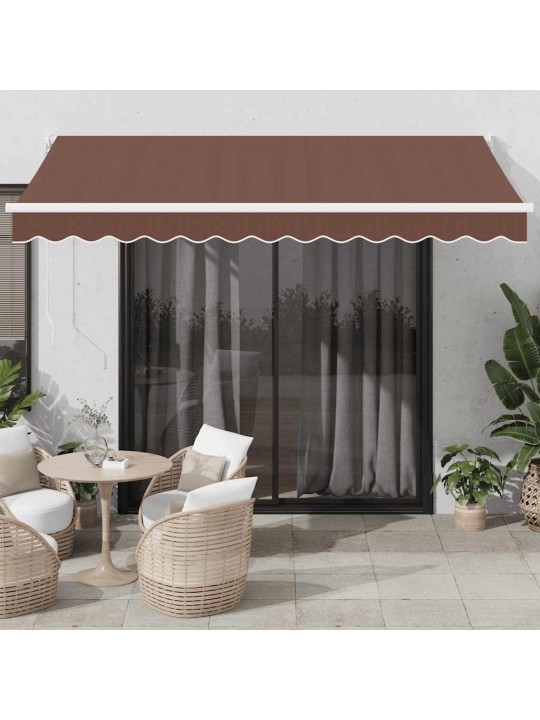Izvelkama markīze ar led, manuāla, 350x250 cm, brūna
