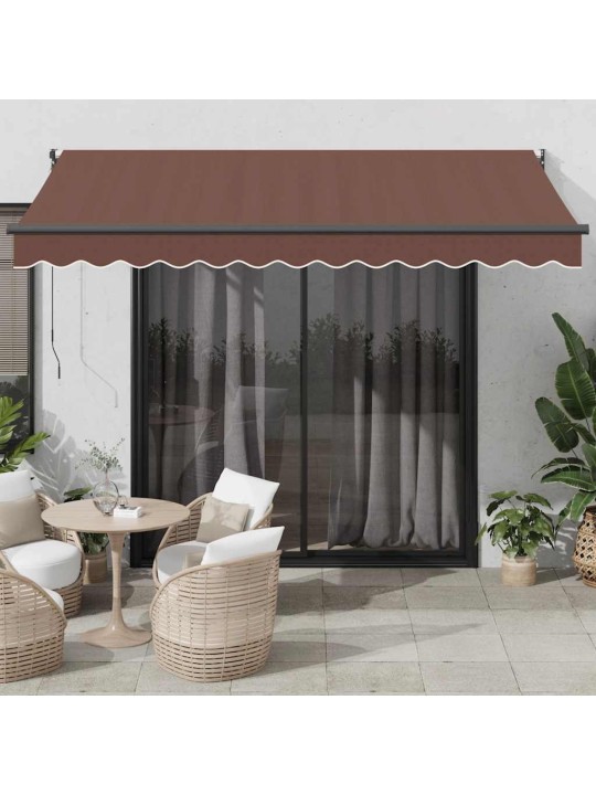 Izvelkama markīze ar led, manuāla, 350x250 cm, brūna