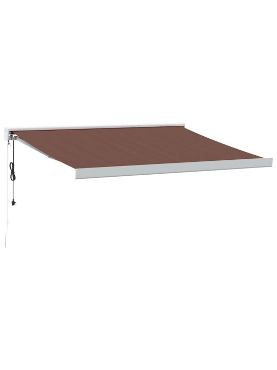 Izvelkama markīze ar led, manuāla, 350x250 cm, brūna