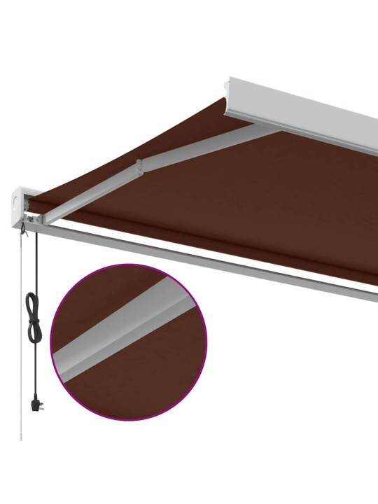 Izvelkama markīze ar led, manuāla, 350x250 cm, brūna