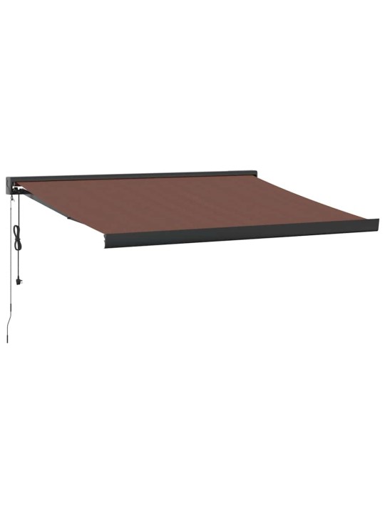 Izvelkama markīze ar led, manuāla, 350x250 cm, brūna