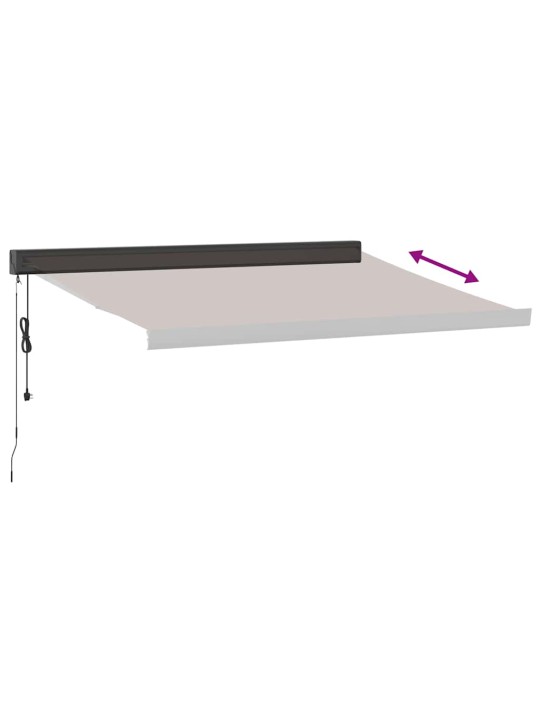 Izvelkama markīze ar led, manuāla, 350x250 cm, brūna