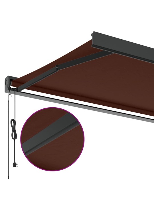 Izvelkama markīze ar led, manuāla, 350x250 cm, brūna