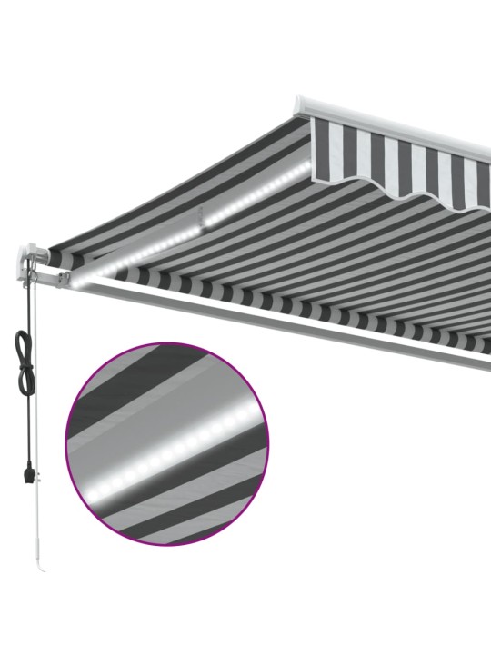Automātiski izvelkama markīze, led, pelēka un balta, 450x300 cm