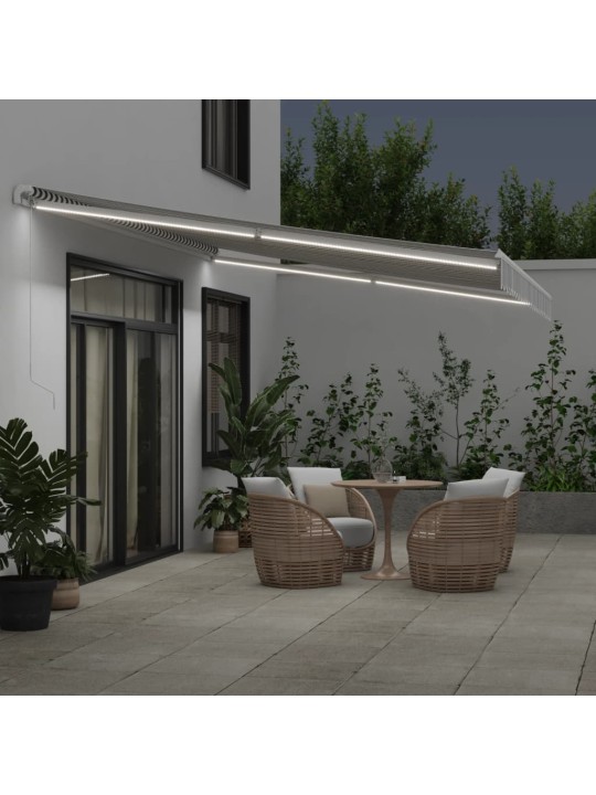 Manuāli izvelkama nojume ar led, pelēka un balta, 500x300 cm