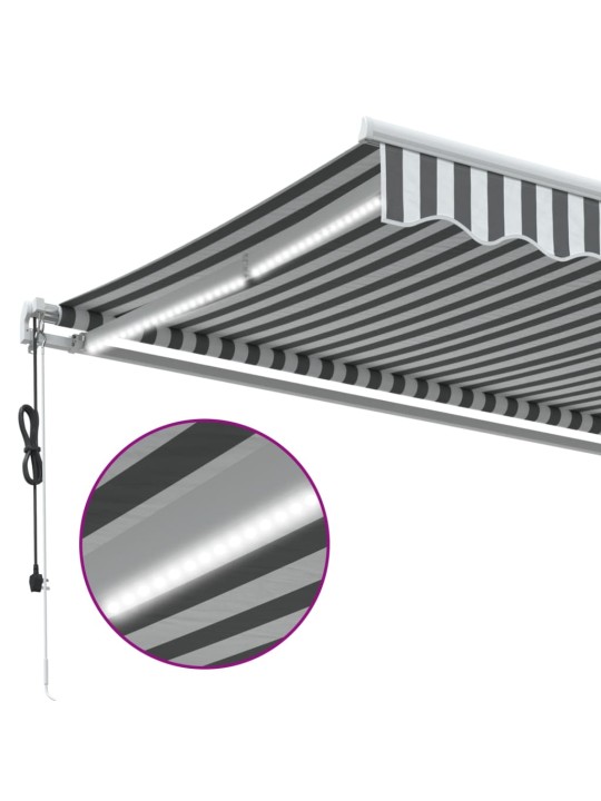Automātiski izvelkama markīze, led, pelēka un balta, 500x300 cm