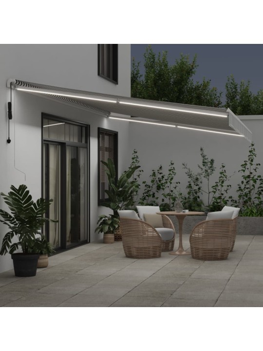 Automātiski izvelkama markīze, led, pelēka un balta, 600x300 cm