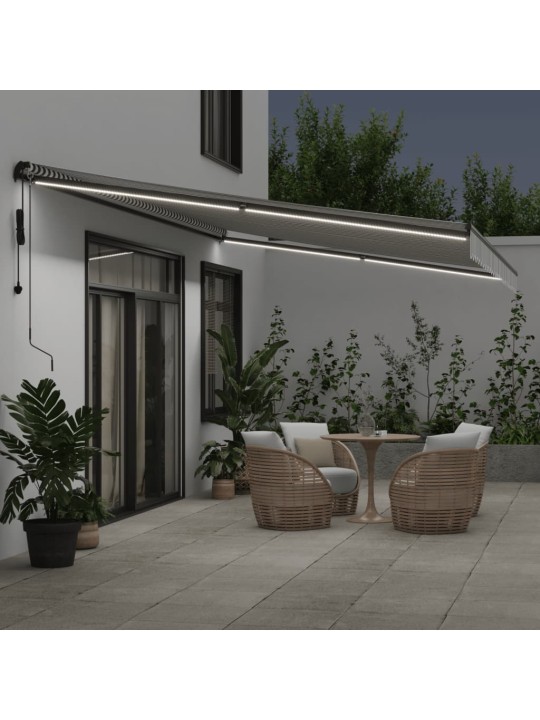 Automātiski izvelkama markīze, led, pelēka un balta, 600x350 cm