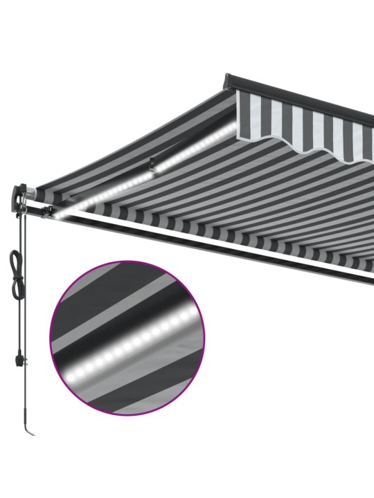 Automātiski izvelkama markīze, led, pelēka un balta, 600x350 cm