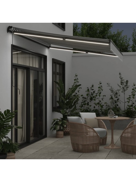 Manuāli izvelkama nojume ar led, pelēka un balta, 350x250 cm