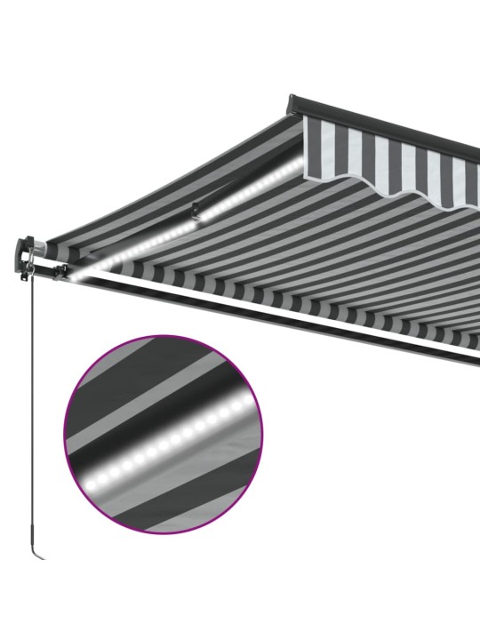 Manuāli izvelkama nojume ar led, pelēka un balta, 350x250 cm