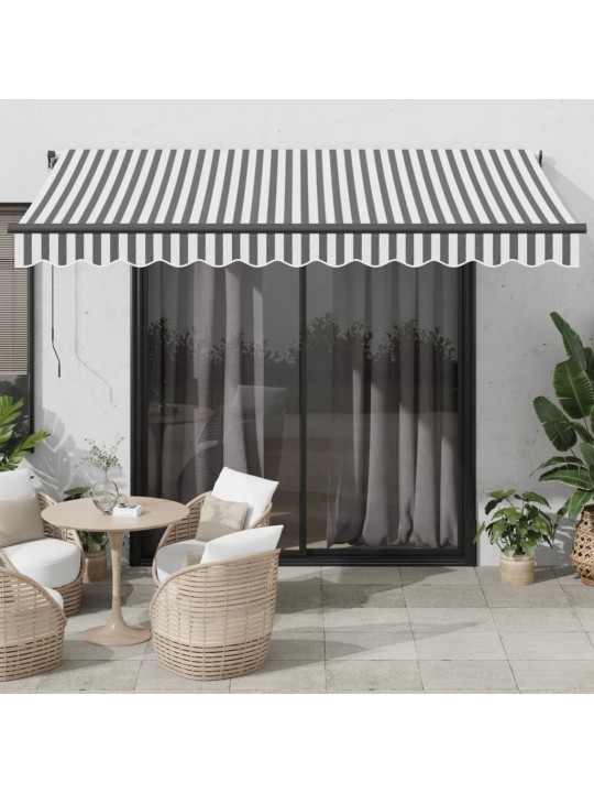Manuāli izvelkama nojume ar led, pelēka un balta, 350x250 cm