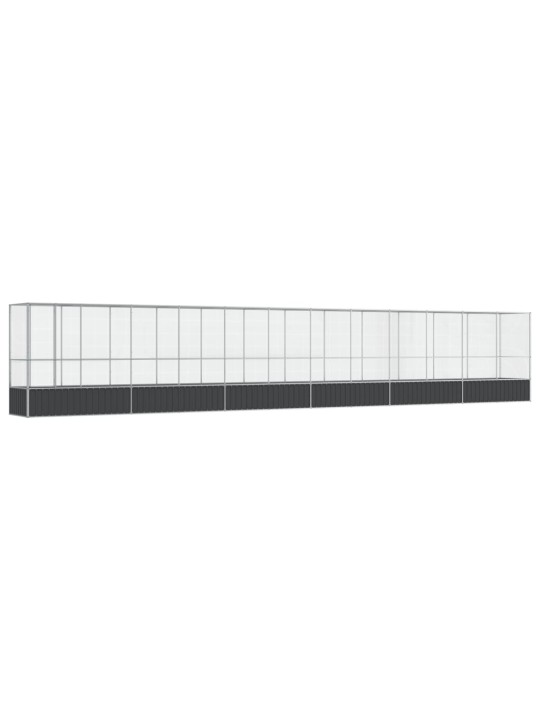 Putnu māja, sudraba krāsa, 1250,5x107x212 cm, tērauds