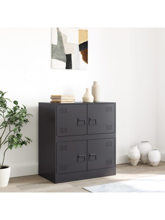 Kumode, melna, 67x39x73 cm, tērauds