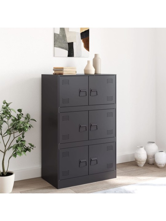 Kumode, melna, 67x39x107 cm, tērauds
