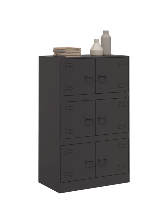 Kumode, melna, 67x39x107 cm, tērauds