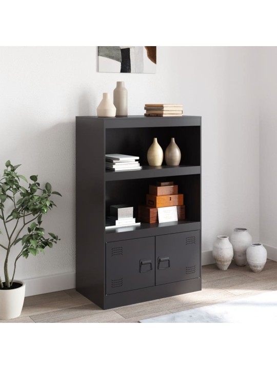 Kumode, melna, 67x39x107 cm, tērauds