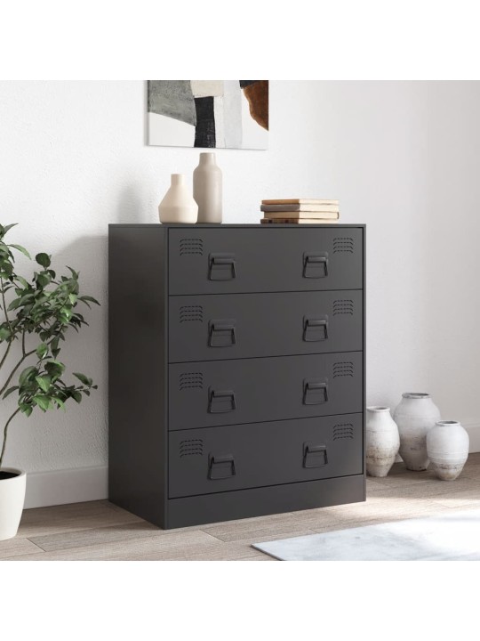 Kumode, melna, 67x39x83 cm, tērauds