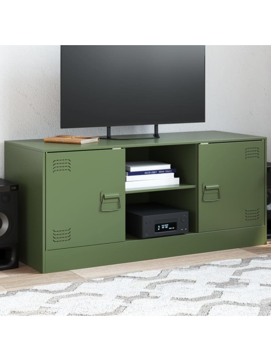 Tv skapītis, 99x39x44 cm, tērauds, olīvu zaļš