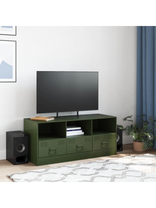 Tv skapītis, 99x39x44 cm, tērauds, olīvu zaļš
