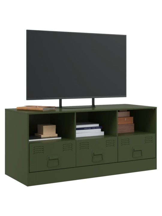 Tv skapītis, 99x39x44 cm, tērauds, olīvu zaļš