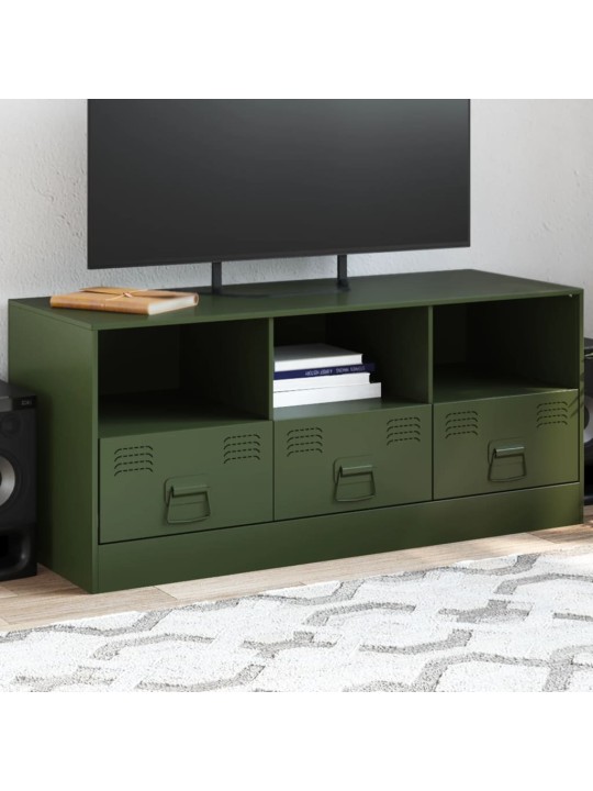 Tv skapītis, 99x39x44 cm, tērauds, olīvu zaļš