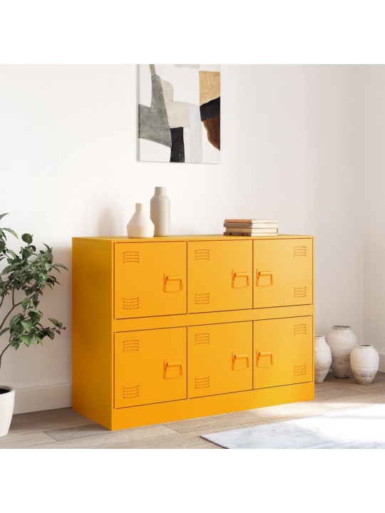 Kumode, sinepju dzeltena, 99x39x73 cm, tērauds
