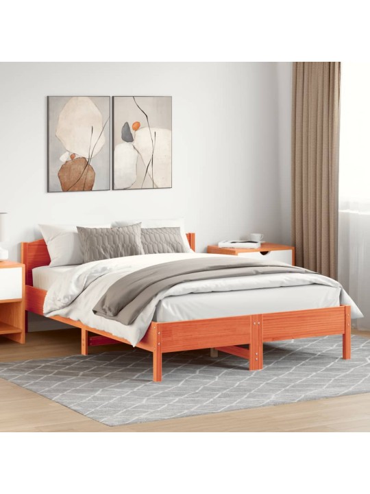 Gulta bez matrača, vaska brūnas, 120x200 cm, priedes masīvkoks