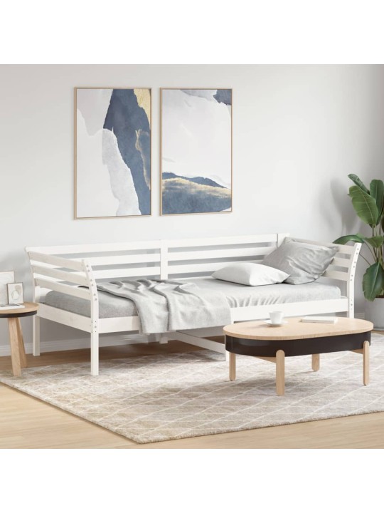 Gulta bez matrača, balts, 90x200 cm, priedes masīvkoks