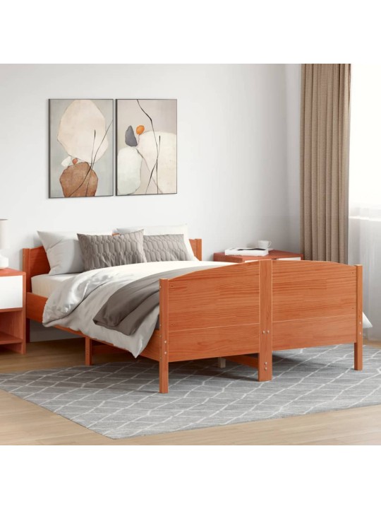 Gulta bez matrača, vaska brūnas, 160x200 cm, priedes masīvkoks