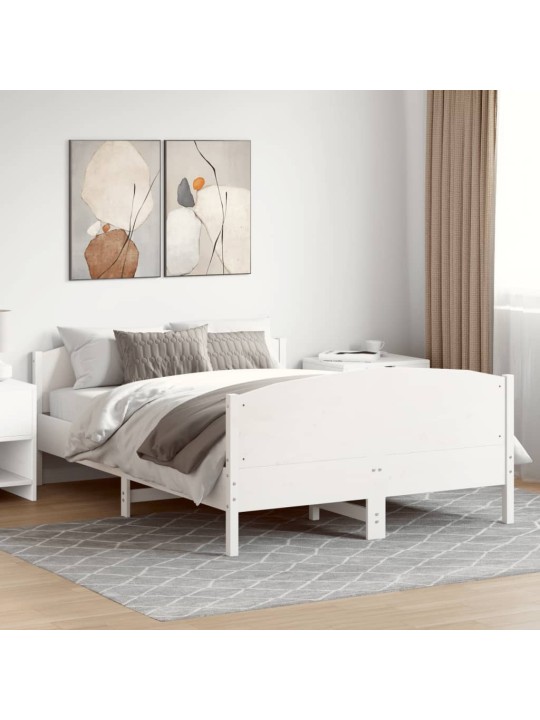 Gulta bez matrača, balta, 120x200 cm, priedes masīvkoks