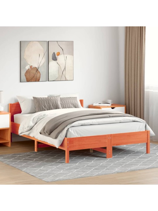 Gulta bez matrača, vaska brūnas, 160x200 cm, priedes masīvkoks