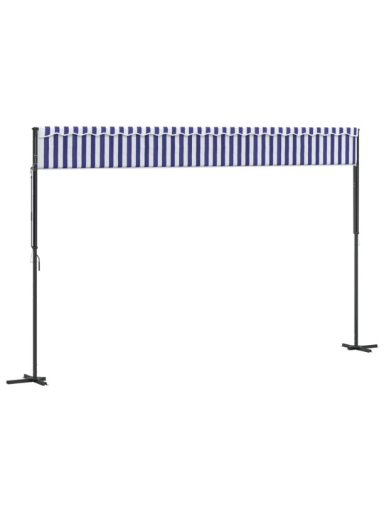 Brīvi stāvoša nojume, zili balta, 500x300 cm, audums, tērauds