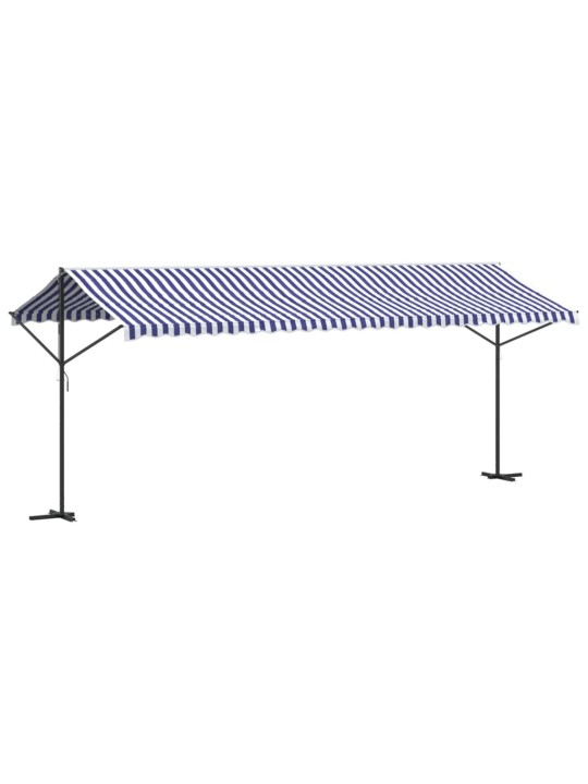 Brīvi stāvoša nojume, zili balta, 600x300 cm, audums, tērauds