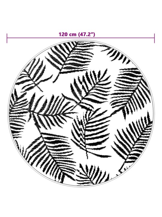 Āra paklājs, ø120 cm, arakil balts un melns pp