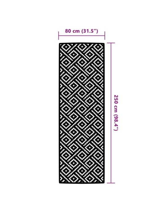 Āra paklājs arakil balts un melns 80x250 cm pp