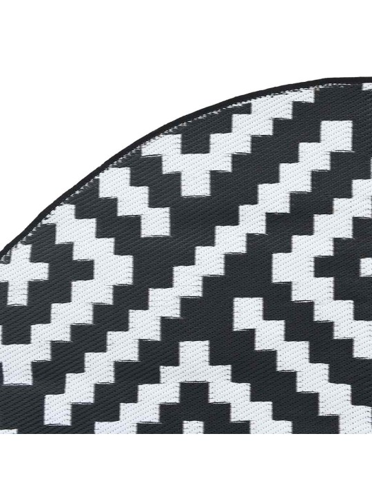 Āra paklājs, ø200 cm, arakil balts un melns pp