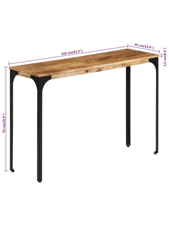 Konsoles galdiņš, brūns, 110x35x76cm, mango masīvkoks un dzelzs