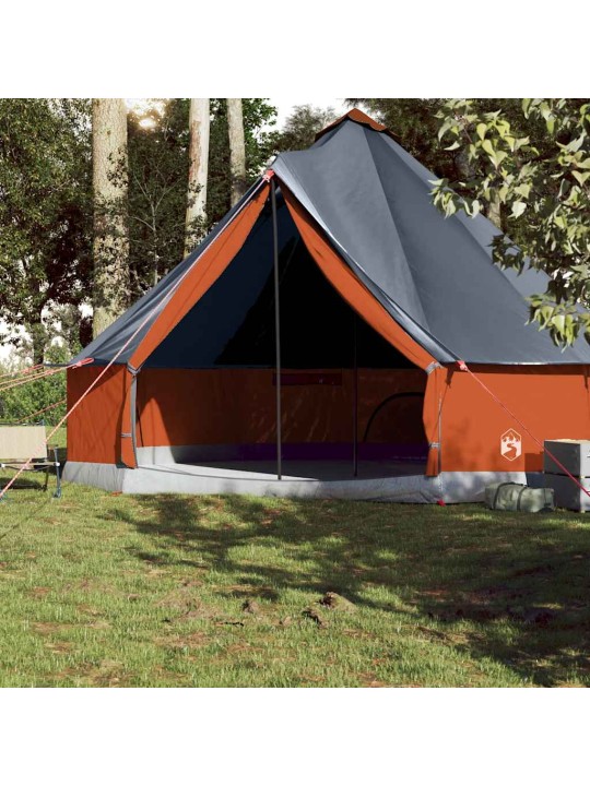 Ģimenes telts tipi 10 personām pelēka oranža ūdensnecaurlaidīga