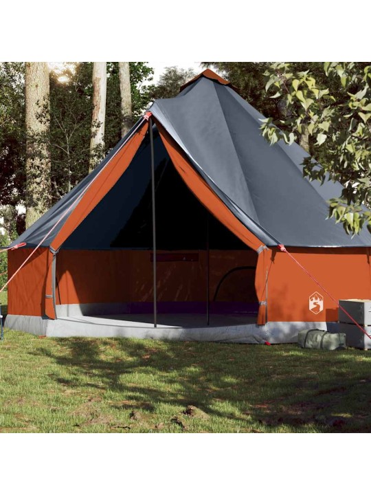 Ģimenes telts tipi 10 personām pelēka oranža ūdensnecaurlaidīga