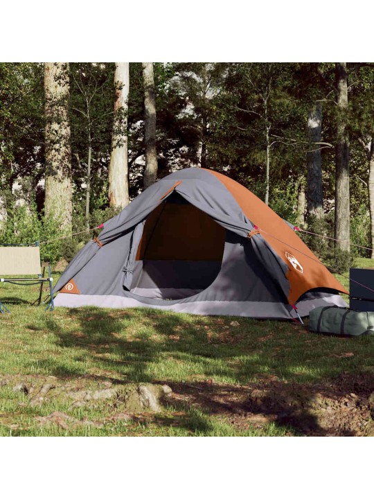 Kempinga telts, 2 personām, pelēka, oranža, ūdensizturīga
