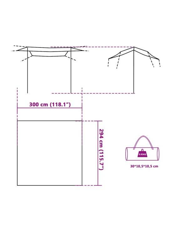 Kempinga tents, pelēka, oranža, 300x294 cm, ūdensizturīga